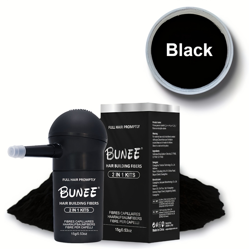 Image of Bunee Instant Hair Dense Fiber Powder With Spray Applicator - Easy No-assembly, For All Hair Types