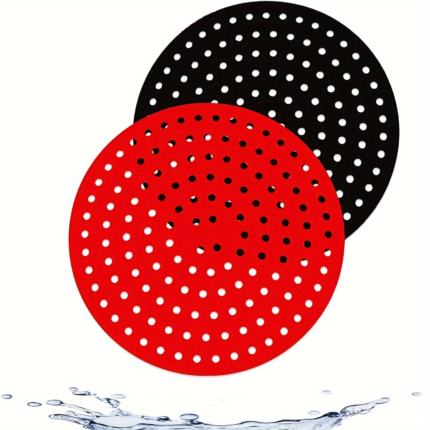 Image of 8 Inch Round Air Fryer Silicone Liner Suitable For & Air Fryer, Reusable Heat-resistant Food Grade Pad, Compatible For,,, For Air Fryer Accessories (red/black)