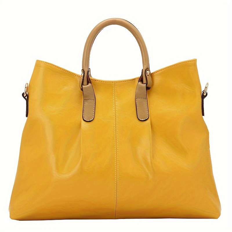 

Women's Genuine Leather Tote Bag, Large Capacity Casual Shoulder Handbag, Vintage Style Satchel Bag