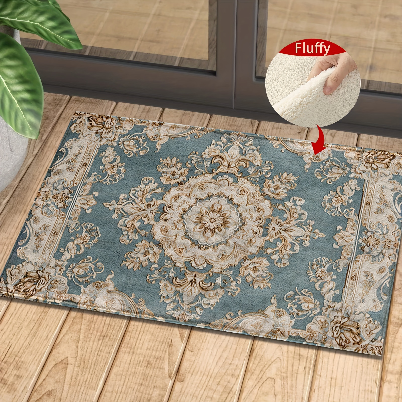 

Imitation Bath Rug, Microfiber Mat, Washable, Low Pile Knit Bathroom Tpr Backing, For Bedroom, Kitchen, Entryway - 1pc