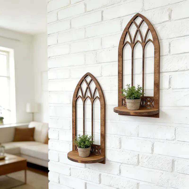 1/2 stk. boho rustikales schwebendes wandregal holz