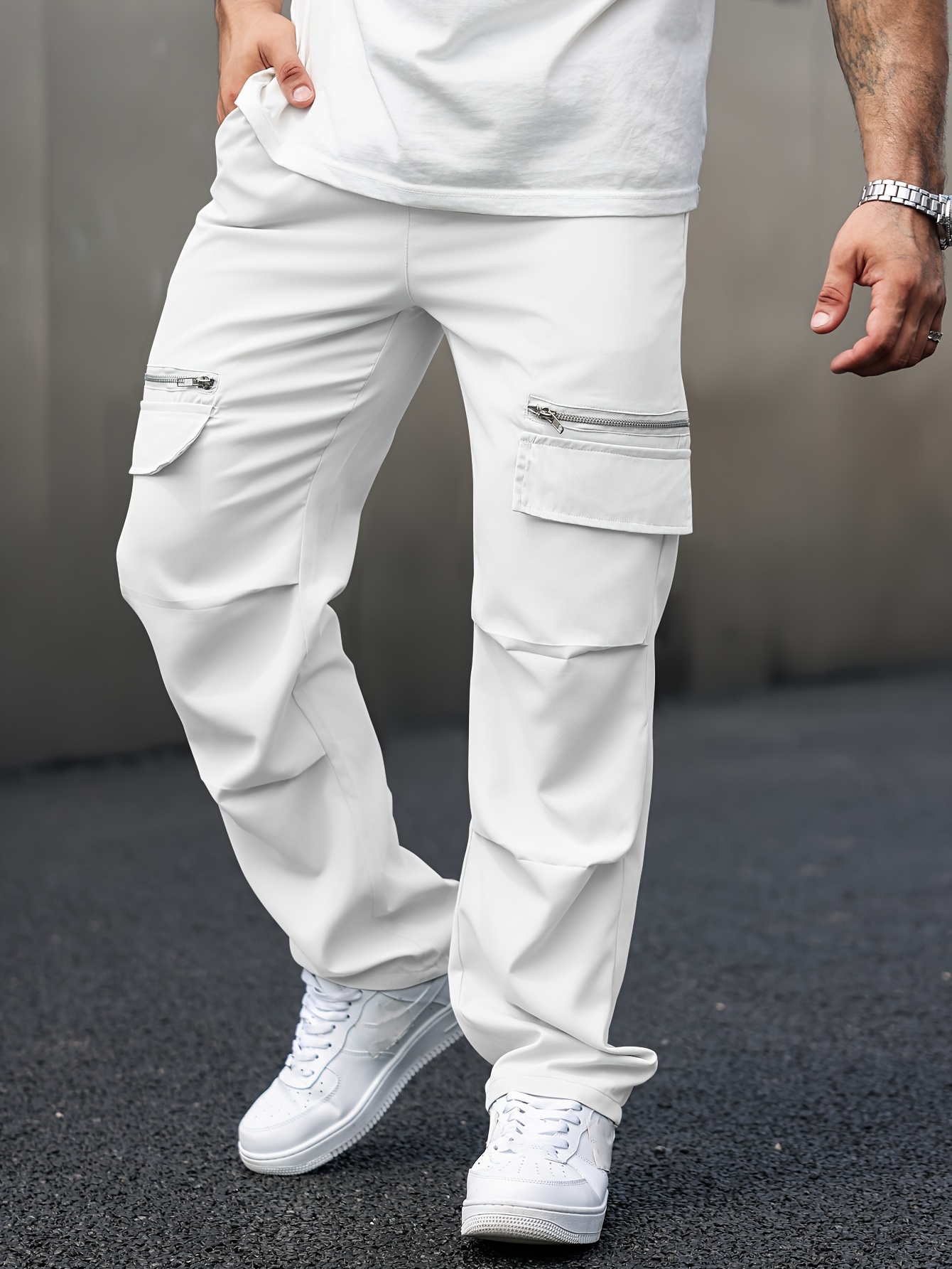 CANGHPGIN Men's Stretch Dress Pants Slim Fit Flat Front