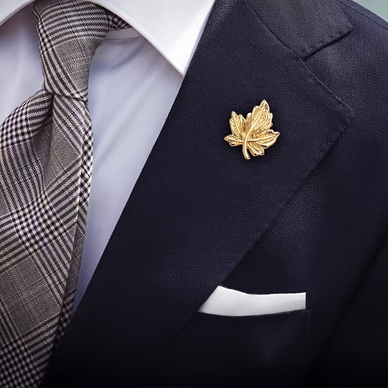 

Golden Maple Leaf Brooch Men's Lapel Pins Suit Coat Corsage Suit Jacket Brooch Women's Accessories Japan Korean Version Trend