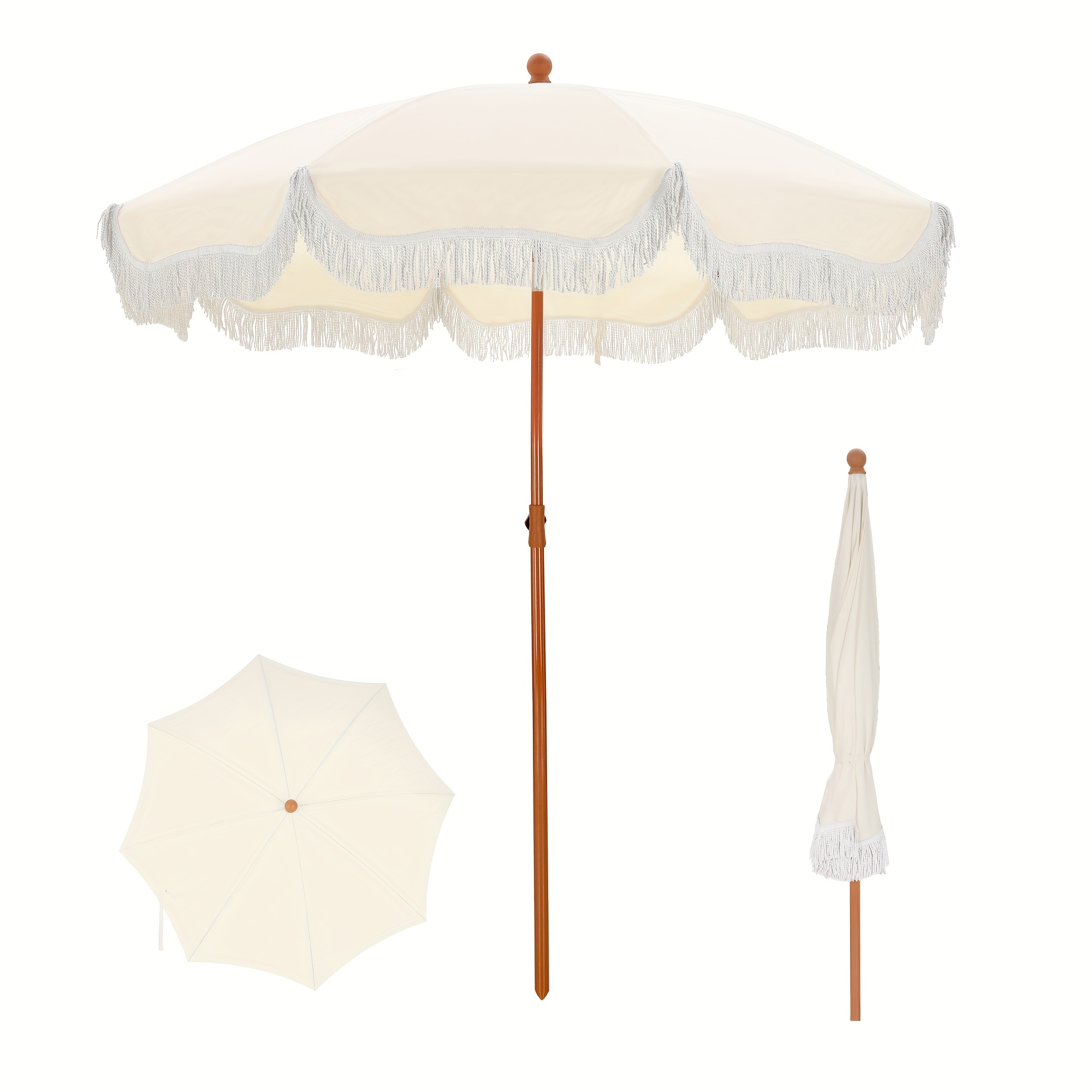 TEMU Mix Patio 7ft Outdoor Patio Umbrellas, Portable Tilt Beach Umbrellas With Carry Bag For Sand Patio Lawn Outing Balcony, Yellow