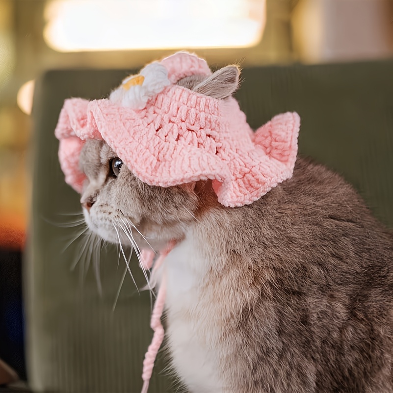 cute crochet cat hat bunny ears pet sun hat Temu Australia
