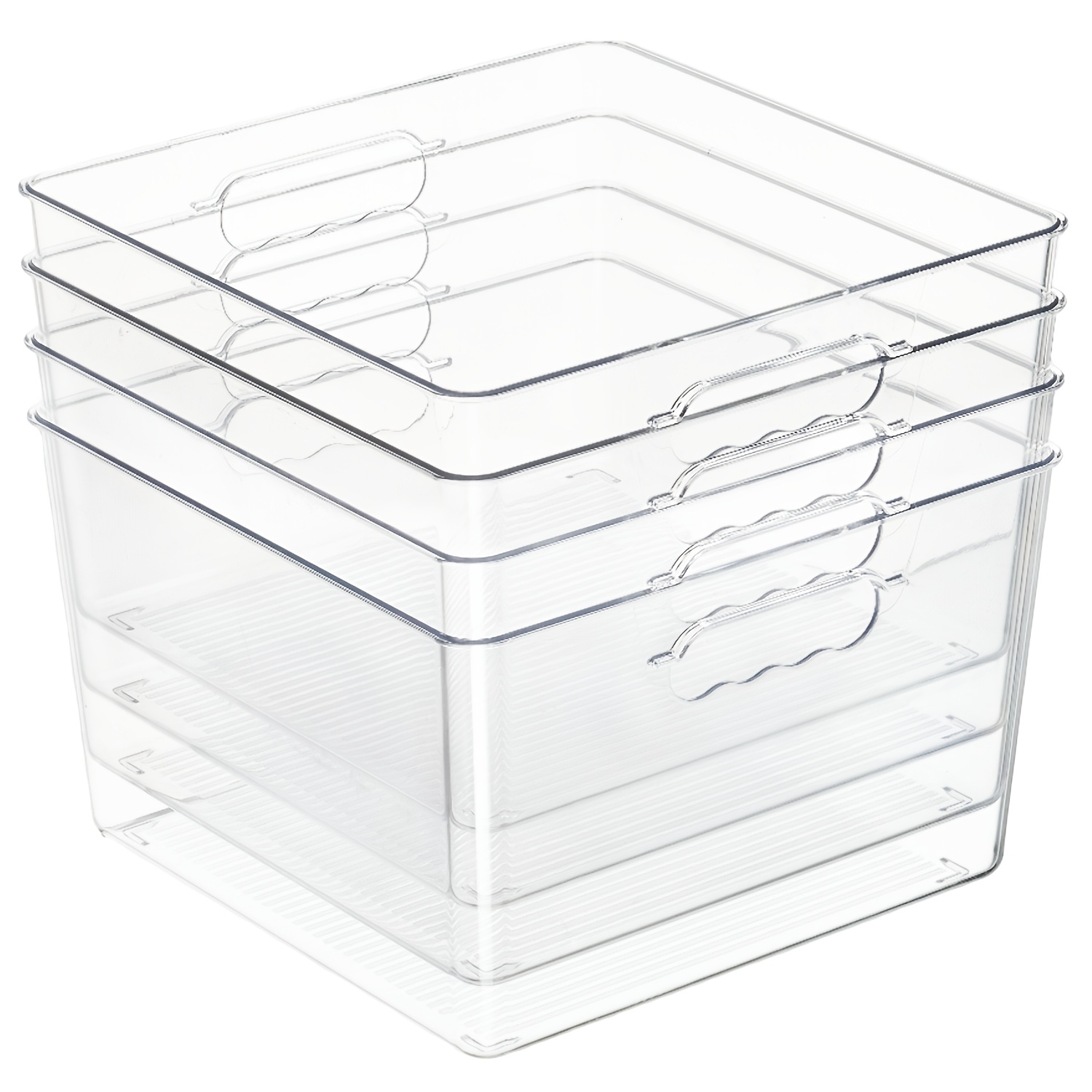 4 8 pack refrigerator replacement storage   inchx11 inch extra large clear acrylic organizer square containers plastic storage bins with handle