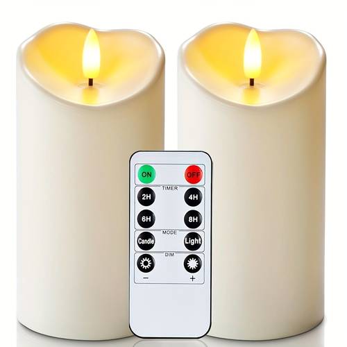 2pcs led flameless candle lights with remote timer battery powered realistic flickering flame indoor outdoor decorative lights for halloween christmas party decor polished lights for decoration indoor clean aesthetic lighting plastic construction party decorations durable construction timer lights