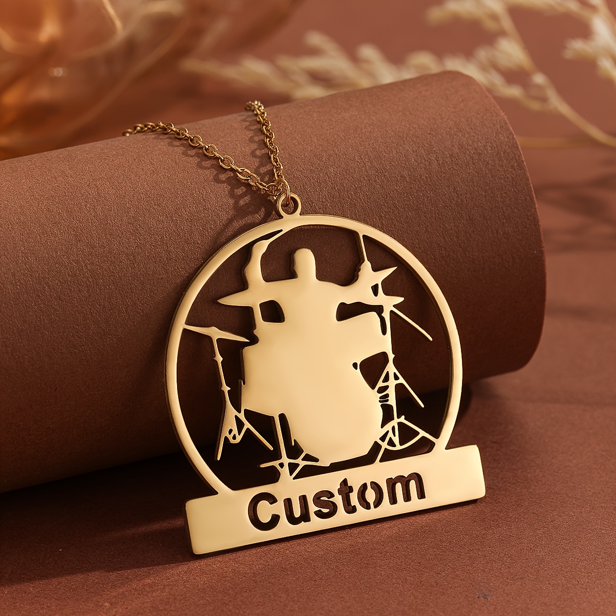 TEMU 1pc Punk Stijl 304 RVS Aangepaste Hip-Hop Drum Kit Hanger - Gepersonaliseerde Engelse Namen, Ideaal voor Muziekliefhebbers, Kerstmis, Vaderdag,
