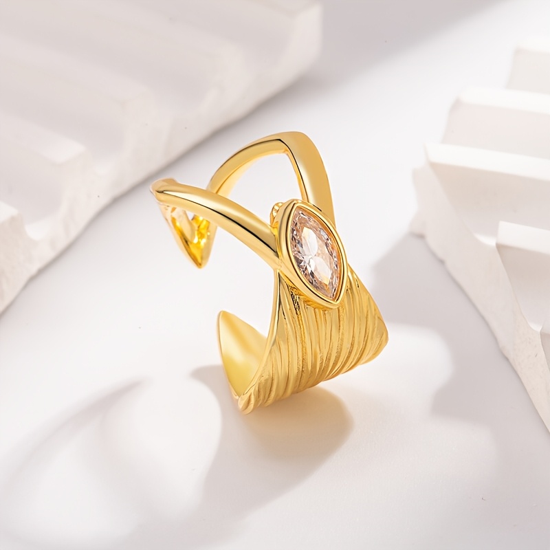 Women's Inlaid Marquise Stone Ring, Vintage Style
