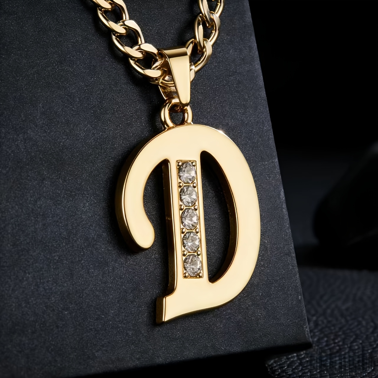 TEMU 1pc A-z Golden Letter Necklace For Men, Rock Hip-hop Cuban Link Chain, Simple And Versatile Hip-hop Necklace