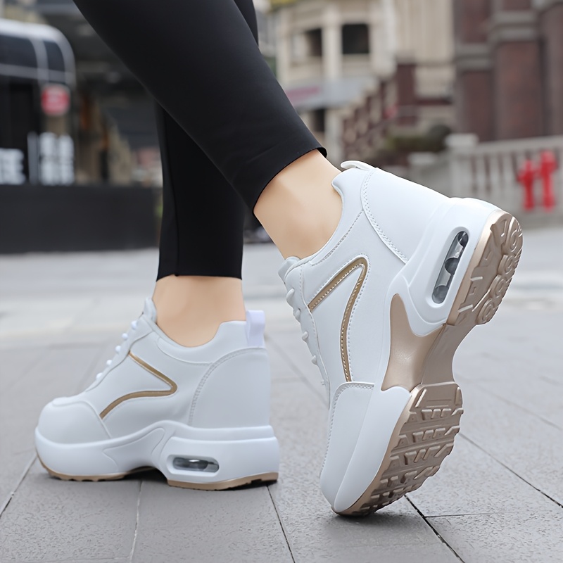 Women's Casual Sneakers, Patchwork Design, Upper with Comfortable Lining, Height-Increasing Women's Shoes, Air Cushion Sole, Running Shoes for Women, Women Shoes