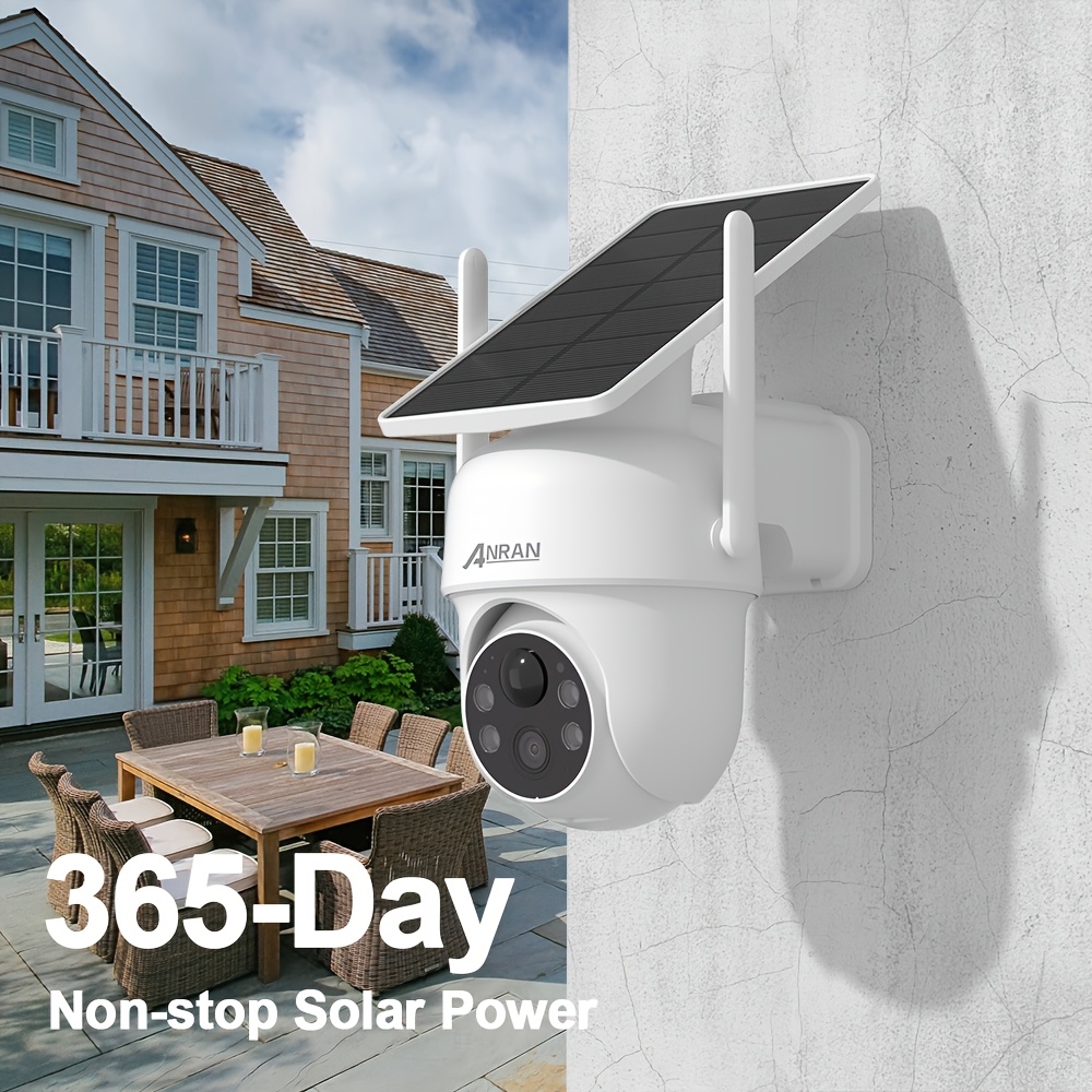 ANRAN Caméra Extérieure Sans Fil 3MP avec Panneau Solaire Intégré, Projecteur d'Éclairage pour Conditions Sombre, Mouvement Panoramique à 355° et Fonction d'Inclinaison à 90° pour Surveillance Ajustable, Détection PIR pour Détection d'Intrus, Connectivité Audio Bidirectionnelle pour Communication