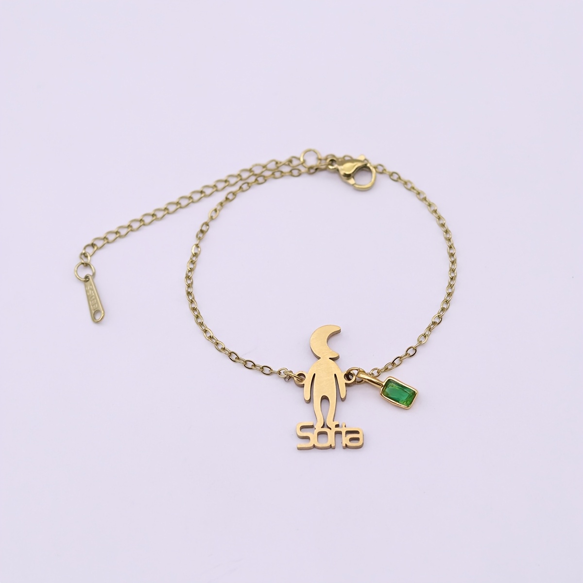Custom Engraved Moon Silhouette Name Bracelet, Personalized Gift