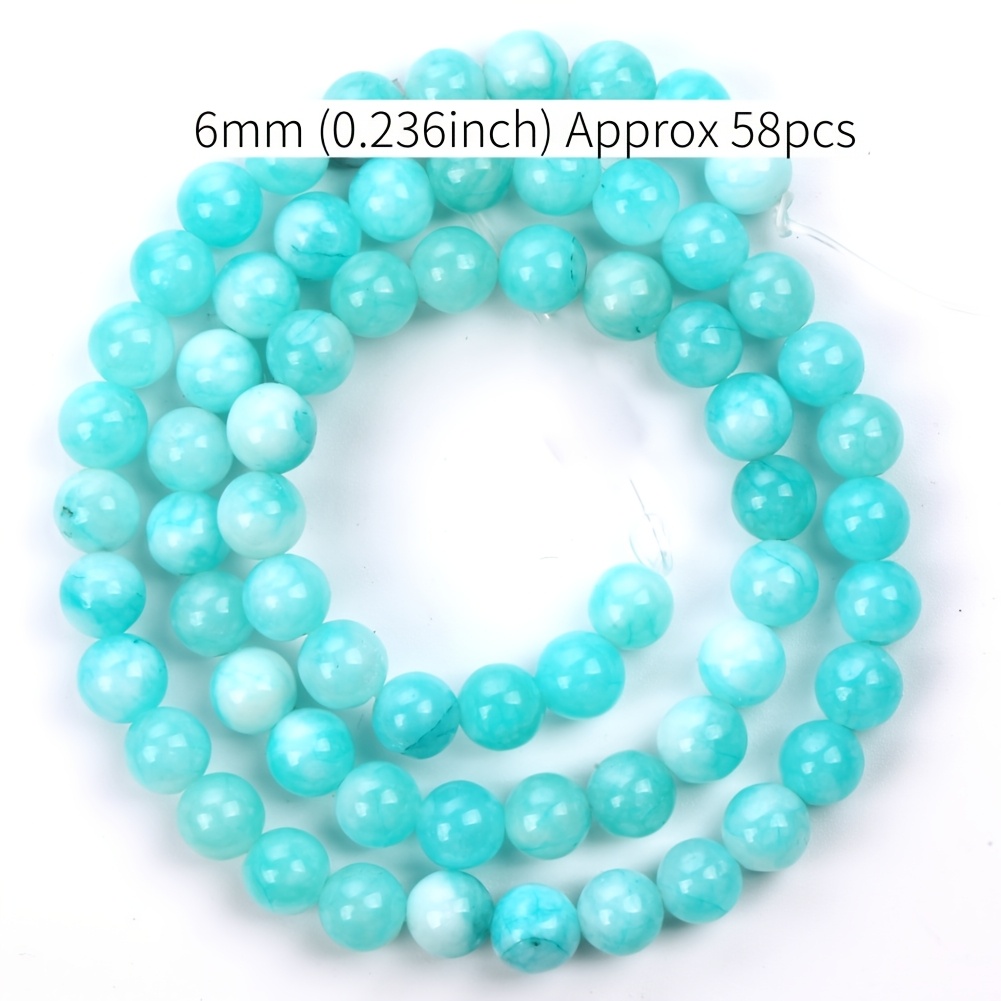 Beads And Bead Assortments Blue White Amazonite Chalcedony Stone Loose Round Beads For Jewelry Making Bracelets Additions 15inches 4/6/8/10/12mm About 32/37/45/58/88pcs