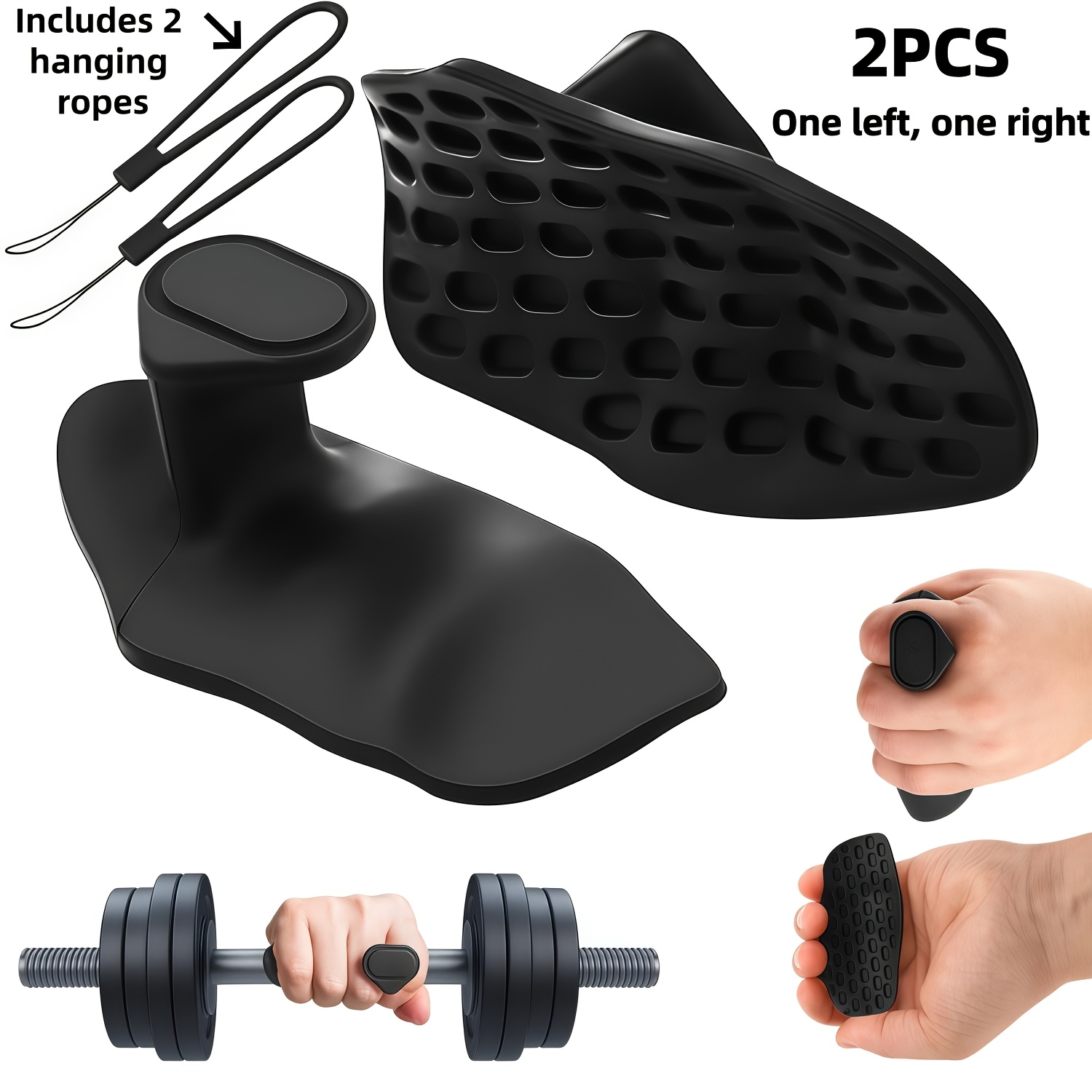 TEMU 4pcs Set: 2 Non-slip Fitness Grip Strengtheners + 2 Silicone Straps - Protects Palms, Prevents Calluses, Non-slip Grip Enhancers. Suitable For