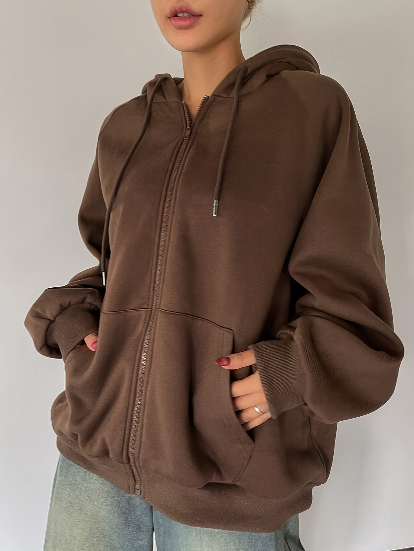 Oversized Hoodie Jacket Brandy Melville Brown Carla Hoodie