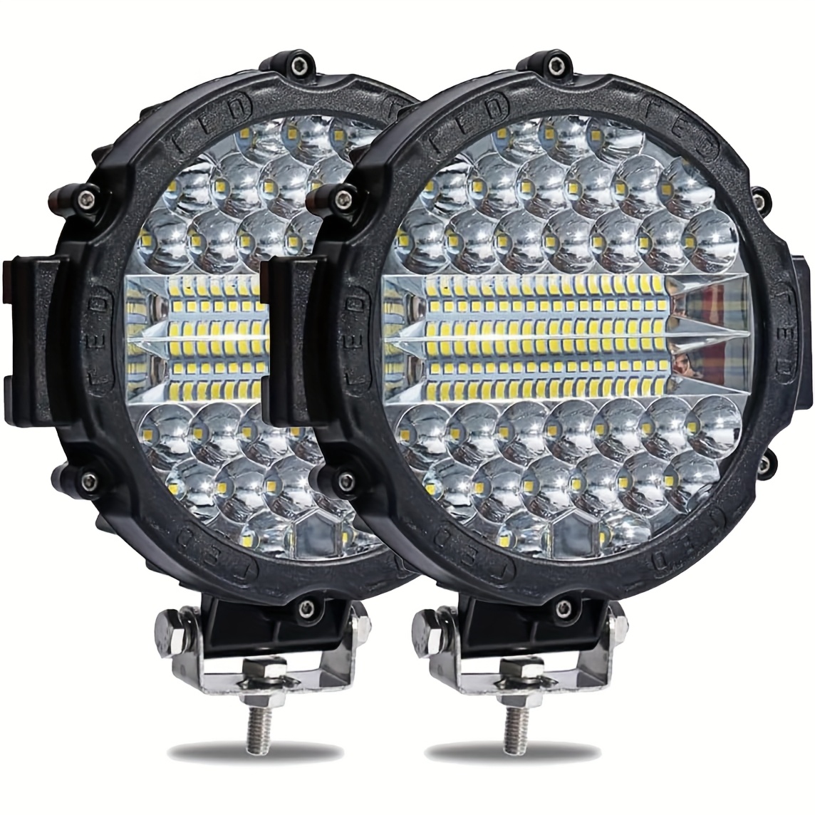 TEMU 2/4pcs 7 Inch Round Led Lights Pods Bar Led Driving Lamps Suv Offroad Truck