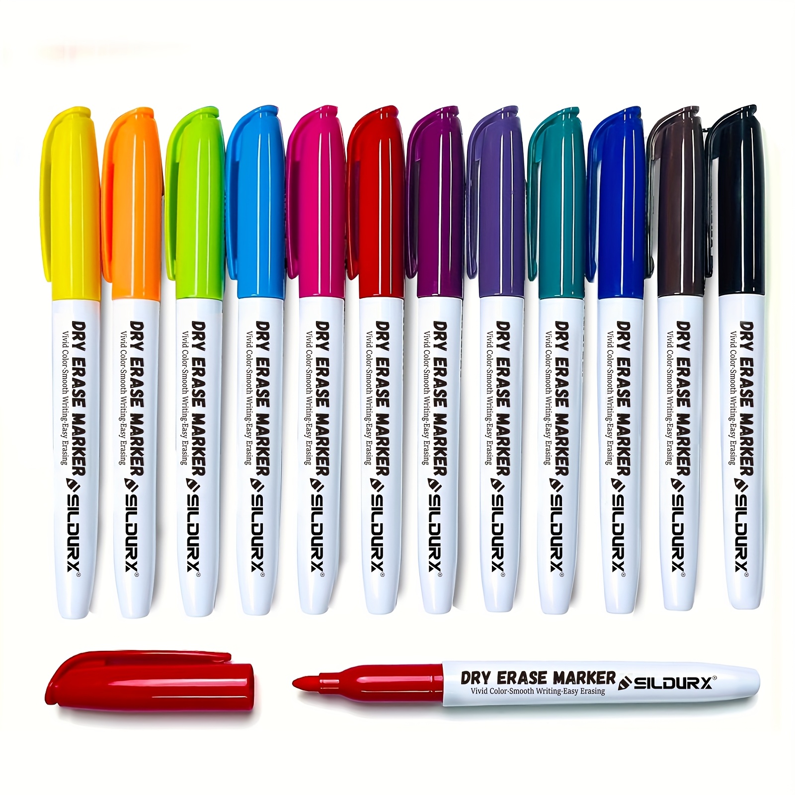TEMU Dry Erase Markers Fine Tip - Whiteboard Markers 10/12/24 Pack, Fine Tip Dry Erase Markers For Adults, Color Markers For Classroom, Fine Tip Dry