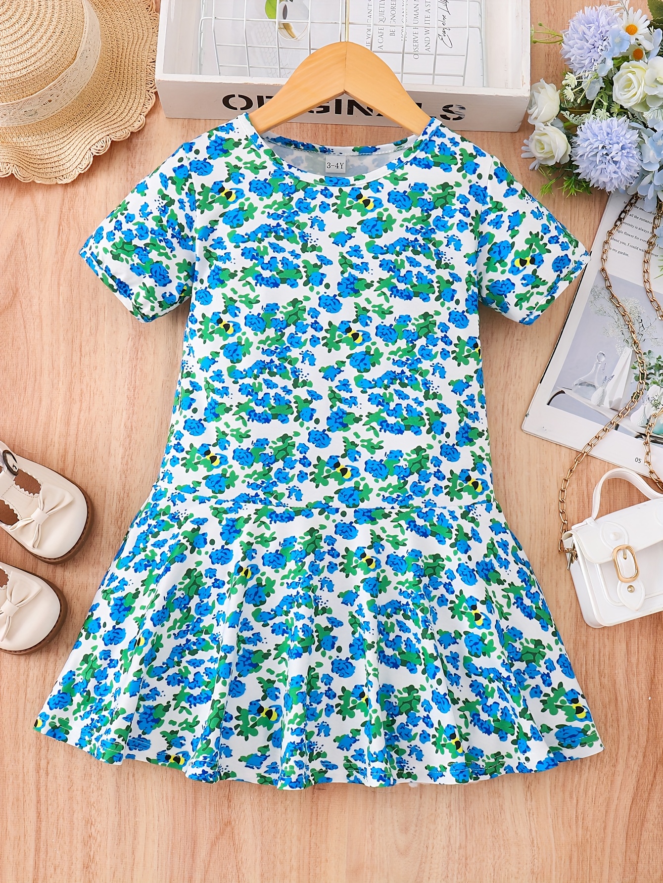 blue green floral dress Blue and Green Floral Maxi Dress main image 1