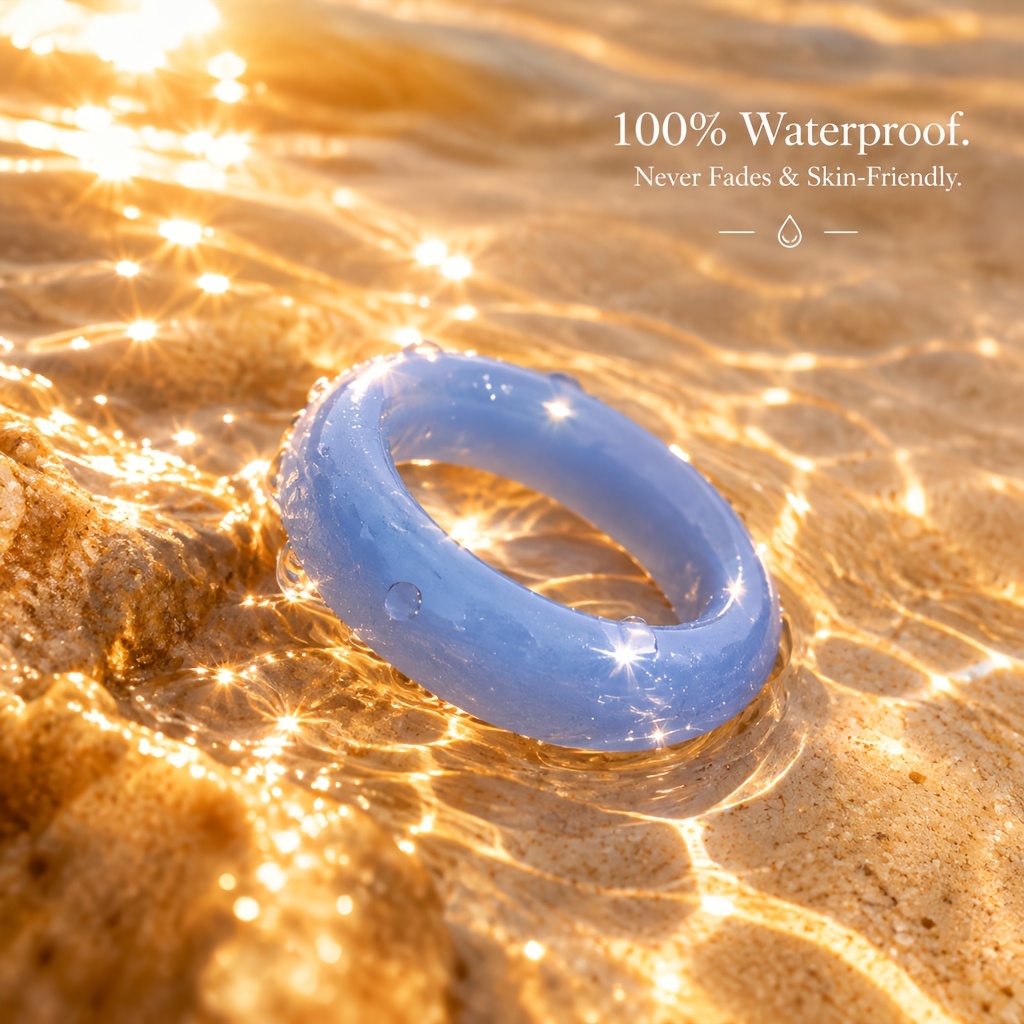 2pc Glowstone Transparent Band Ring Set, Versatile Gift