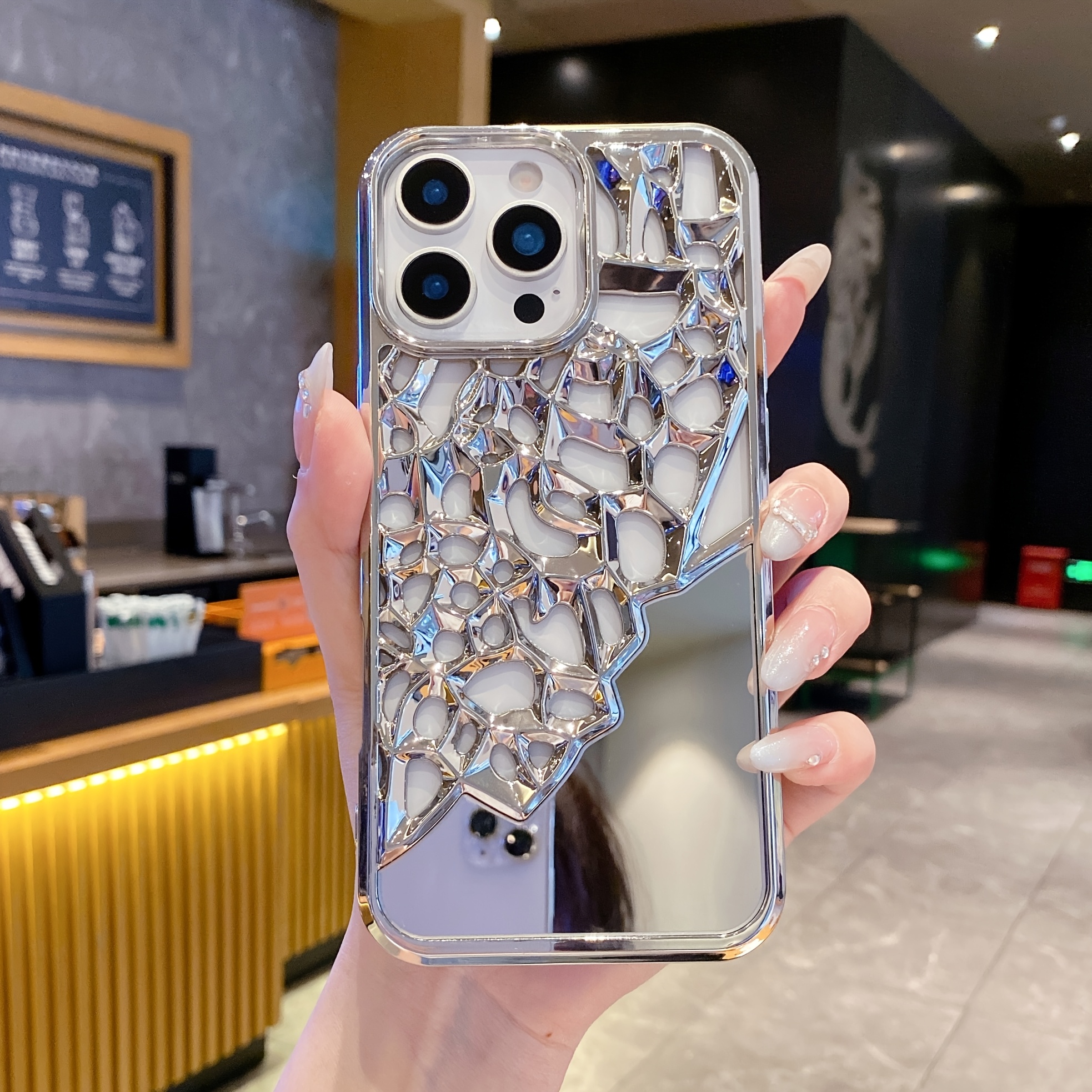 TEMU Phone Case - Luxury Premium Hollow Mirror Heat Dissipation Phone Case, High Aesthetic Fashion, Perfect Gift For , Suitable For Iphone 12/12