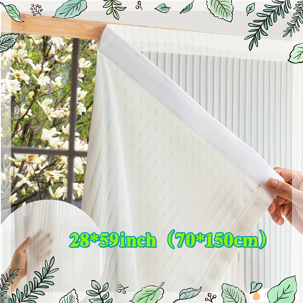 TEMU 1pcno-drill Self-adhesive Short Curtains - Light Filtering Sheer Privacy Window Panels With Hook & Loop Tabs, Semi-transparent /boho Style For