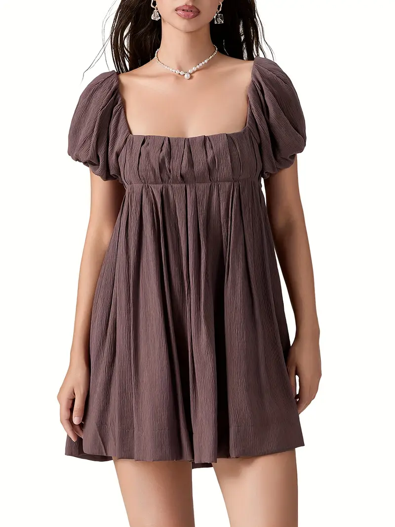 womens summer babydoll dress short puff sleeve square neck - Temu womens summer babydoll dress short puff sleeve square neck - Temu