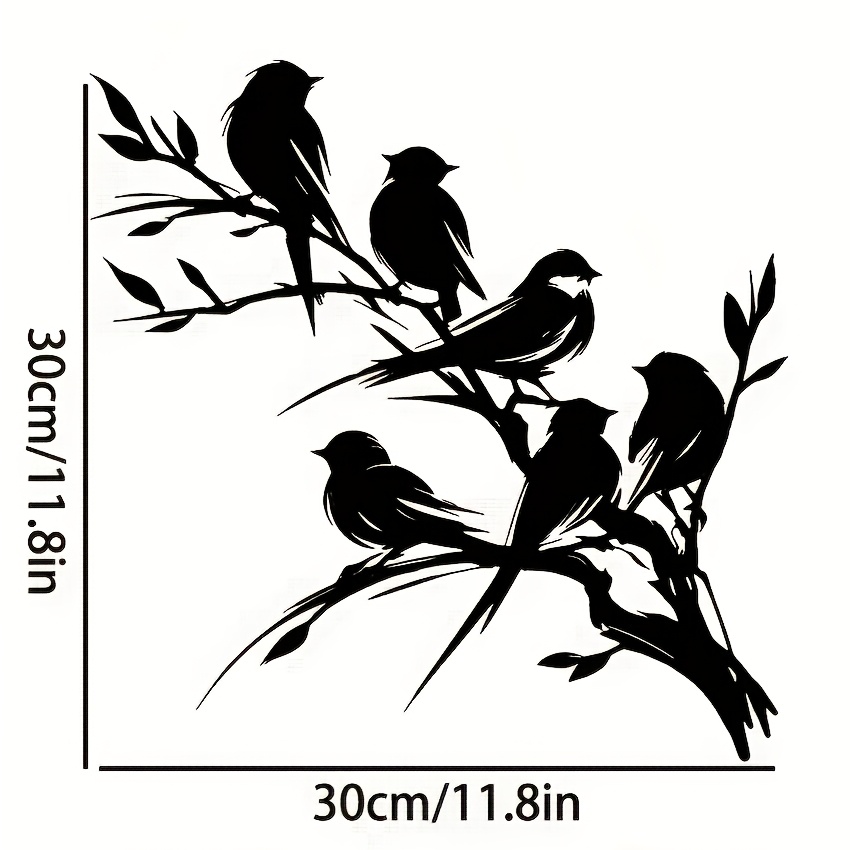 E-shop Eine Wandskulptur aus Metall mit Ast und Vogel - Handgefertigte Eisenprodukte, inspiriert von der Natur, mit 5 Vögeln, Wanddekoration im