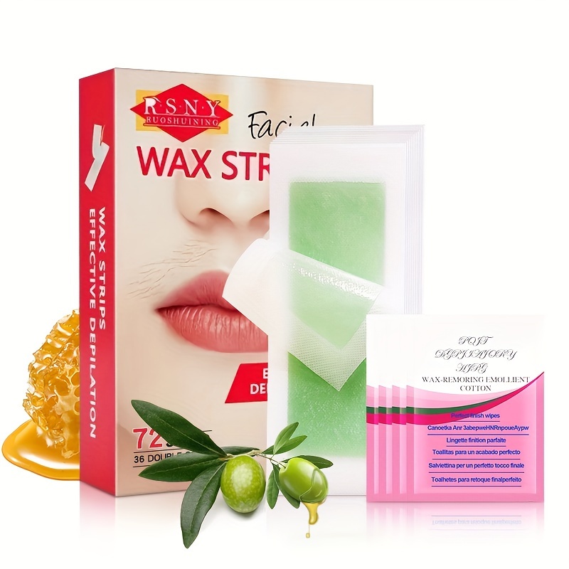 

72pcs/set Facial Wax Strips, Painless & Easy Hair Removal For Face, Arms & Legs, Suitable For All Skin Types, Moisturizing Formula