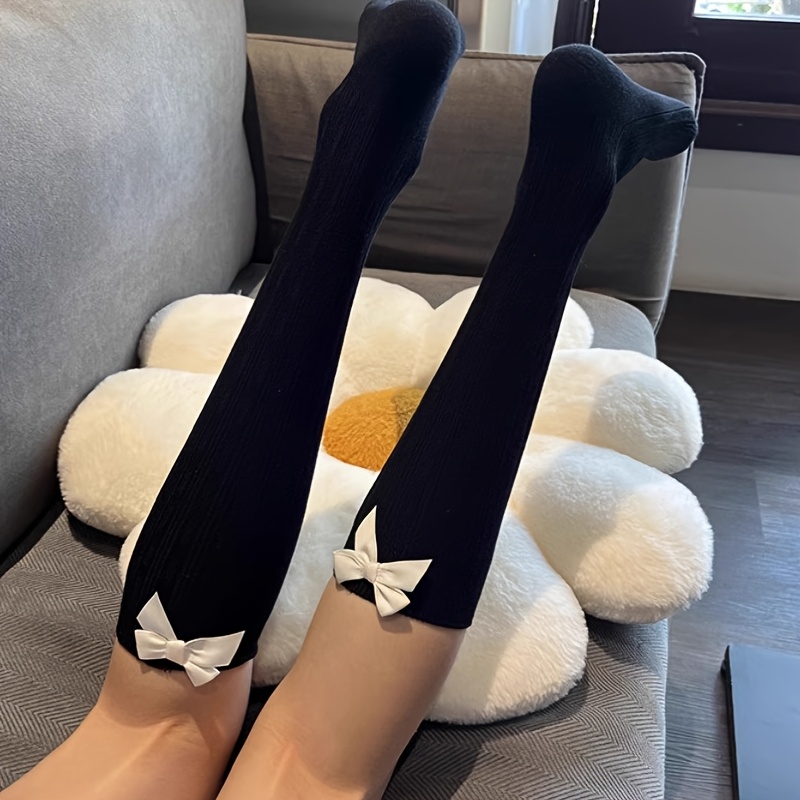 Image of 1 Pair Of Cute Bow Calf Socks, Easy And Versatile Long Socks For Women, College Style Matching Jk Skirt Socks For Women And Stockings