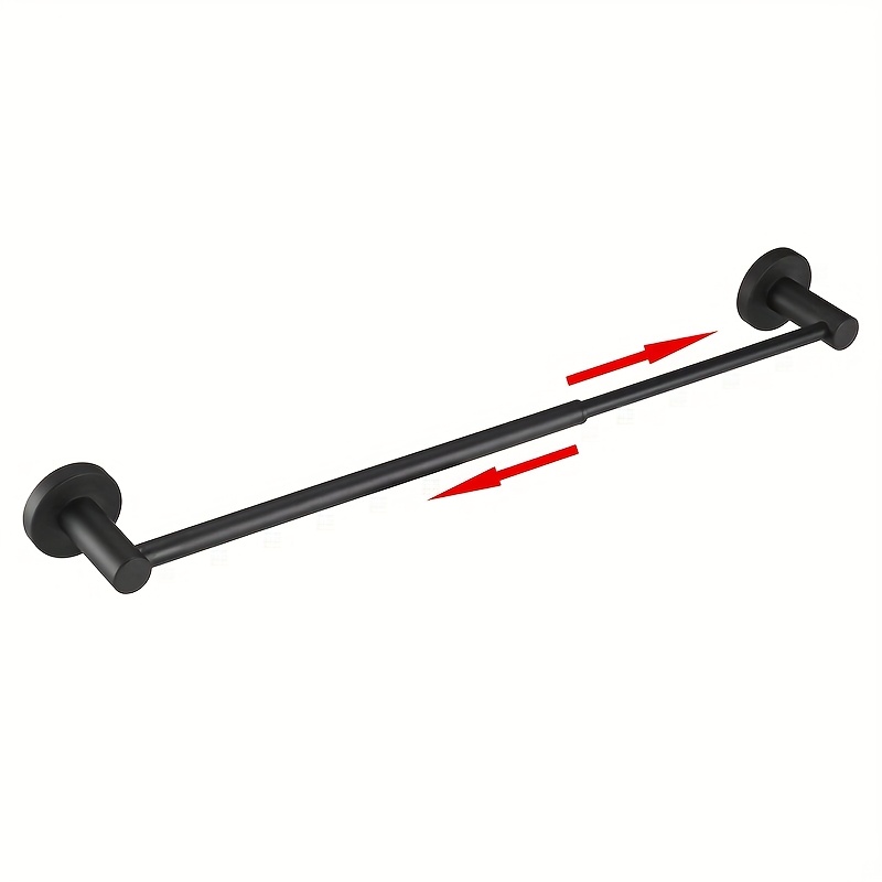 Image of 1pc Adjustable Bathroom Single Towel Rack, Expandable Sus304 Stainless Steel Towel Rack, Towel Bar, Versatile, Wall-mounted Hotel-style Towel Rack With Screws, Matte Black