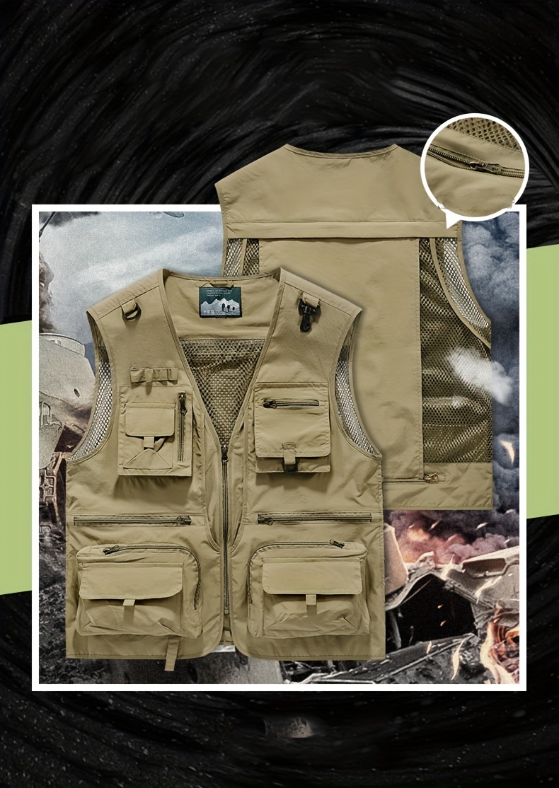 Fishing Photography Vest with Pockets Men's Mesh Quick-Dry