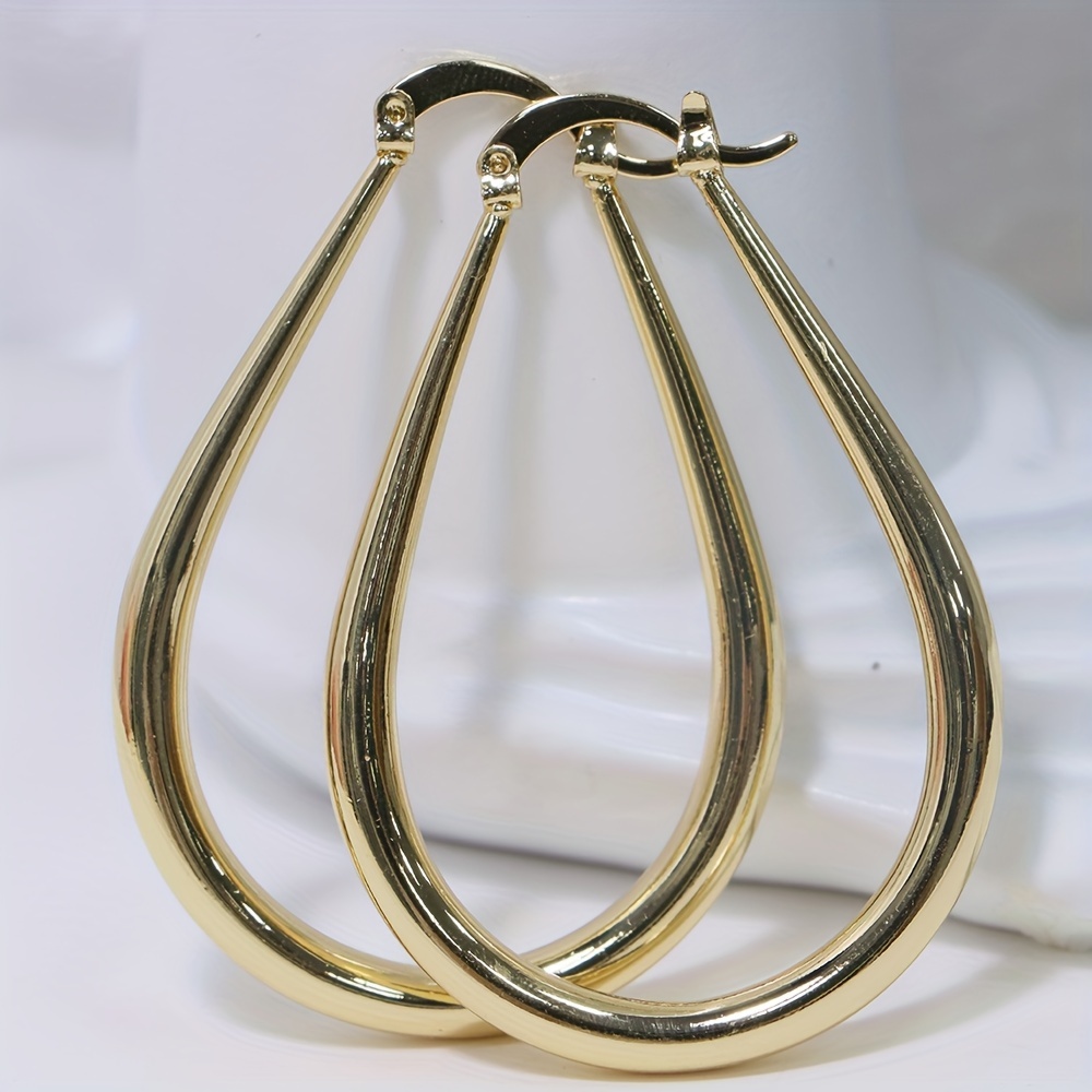 

Golden Hoop Earrings Alloy 18k Gold Plated Jewelry Accessories Female Gift