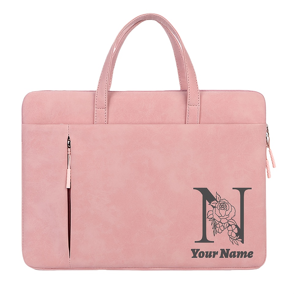 Customizable Pink Laptop Bag with Embroidery Option