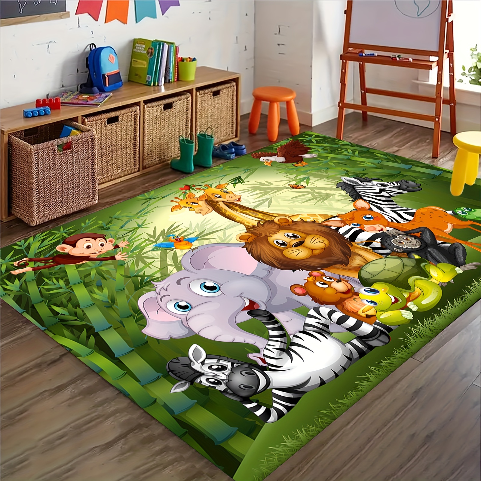 E-shop Festlicher Badezimmerteppich mit Tiermuster – Rutschfeste, maschinenwaschbare Polyestermatte für Wohnzimmer, Schlafzimmer, Spielzimmer &