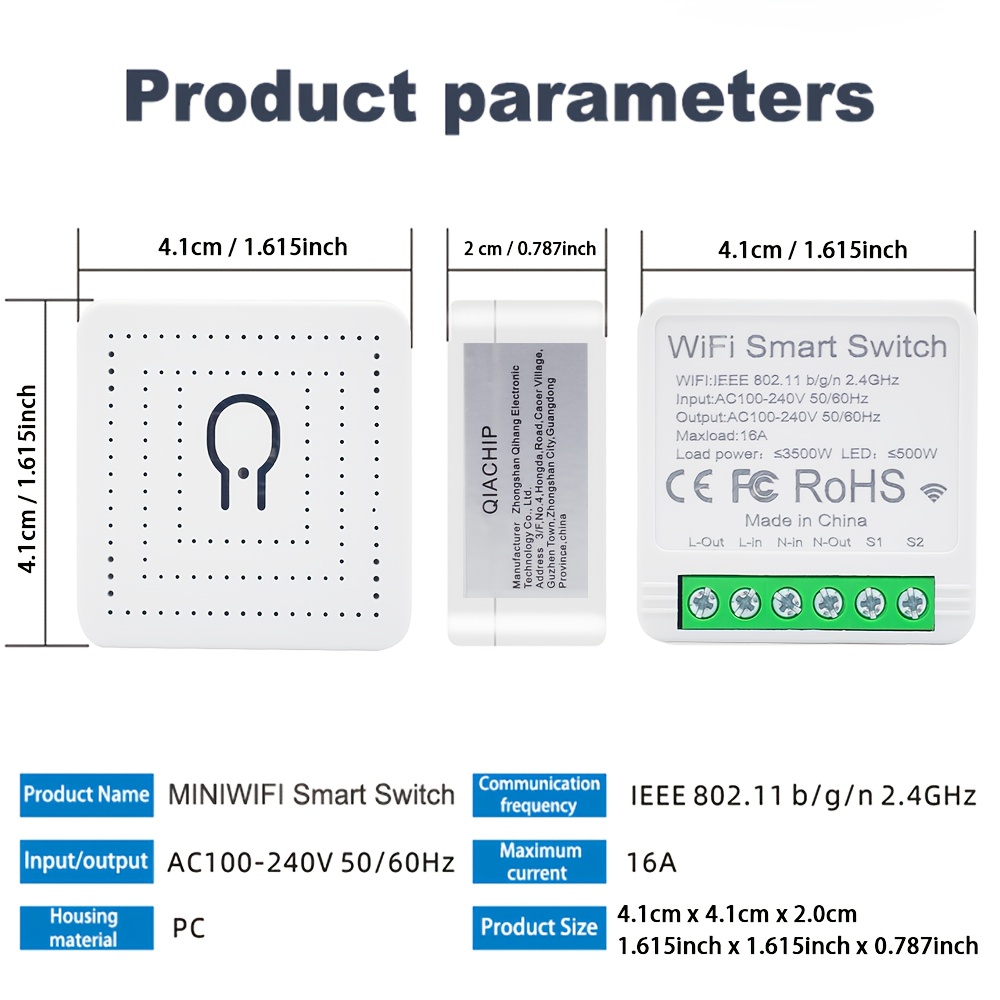 Comutator inteligent wifi ewelink mini tip releu 16A, compatibil cu alexa și google home, control prin aplicație, control vocal, mod DIY, funcție de întârziere, control prin rețea, fără hub necesar, întrerupător circuit inteligent 2 căi, automatizare acasă ewelink, programare timer