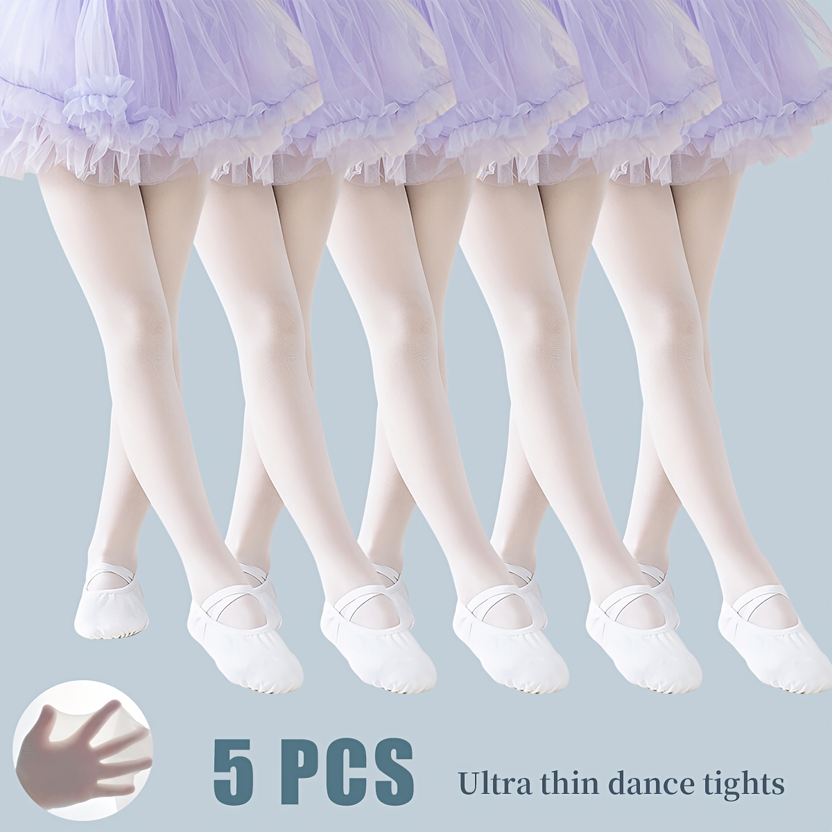 TEMU 5 piezas de calcetines de baile blancos elásticos para niñas y leggings para bebés y niños pequeños - , transpirables para clases de baile , y