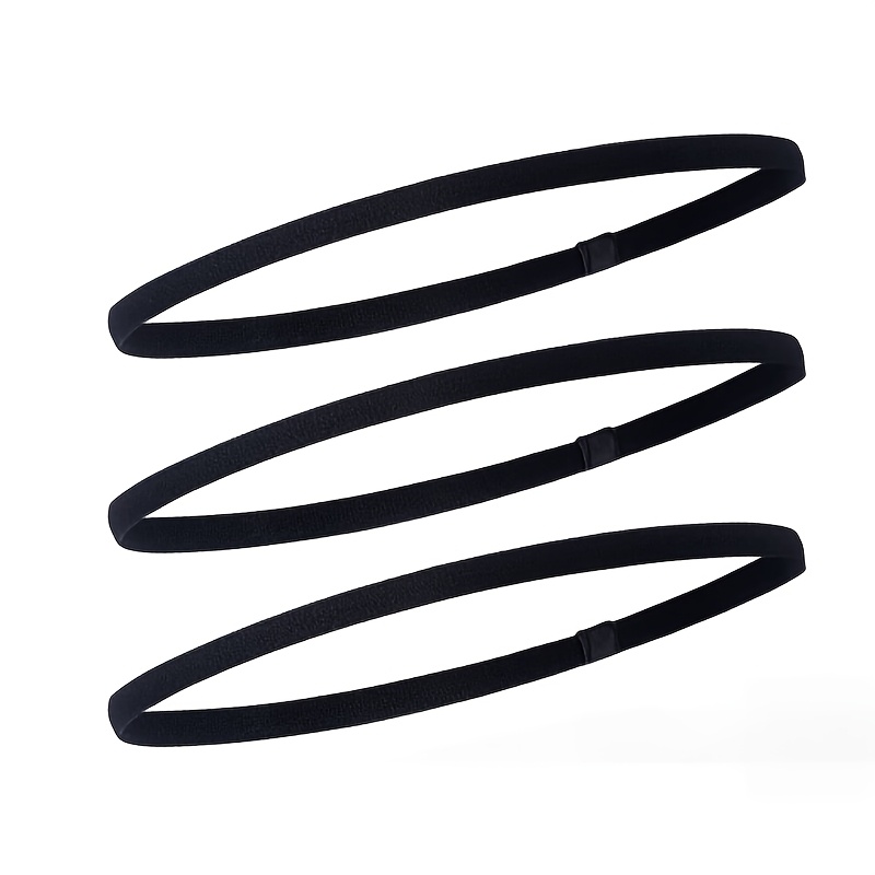 Image of 1/3pcs Elastic Sports Headbands Thick Non-slip Hair Bands For Women And Men(black