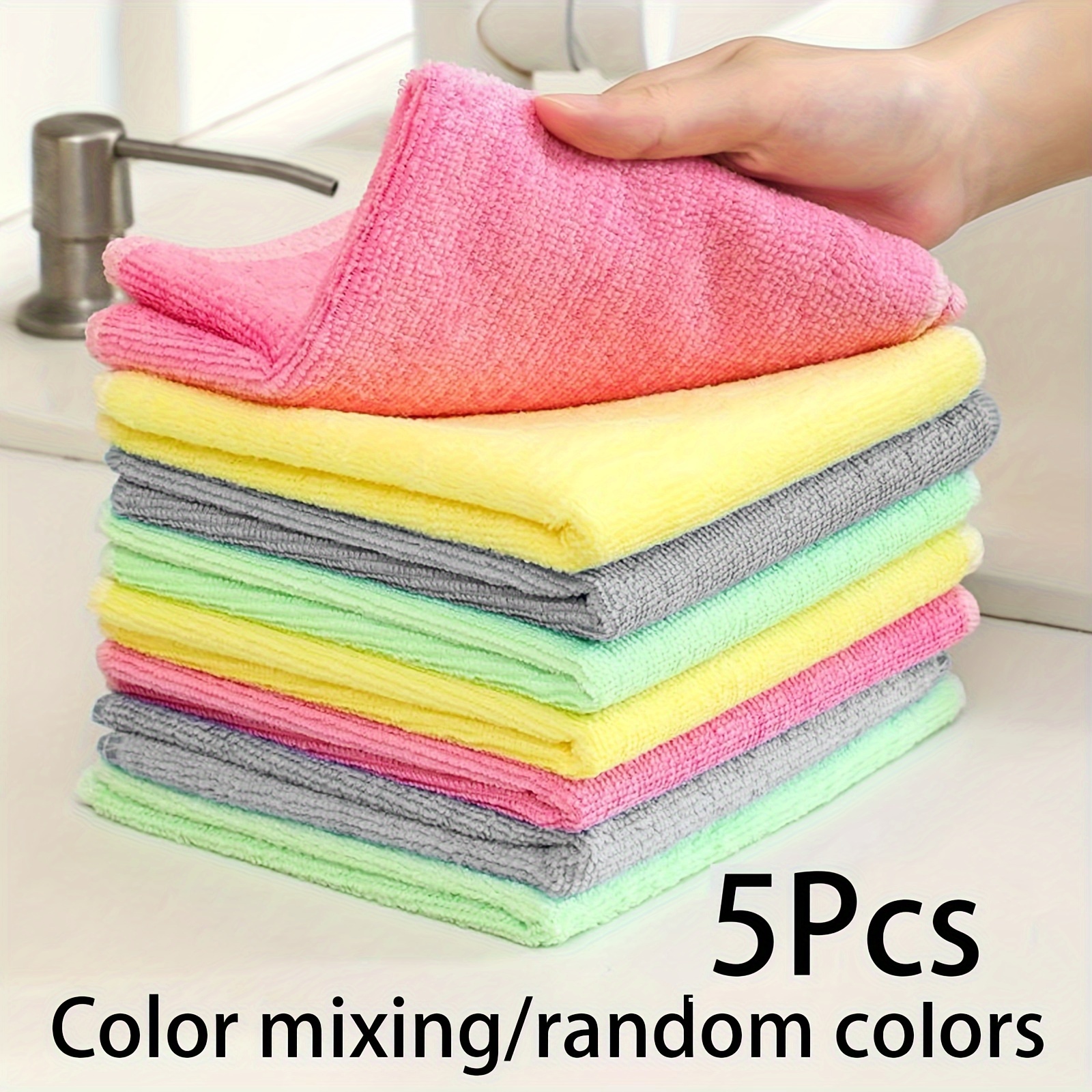   pack microfiber kitchen towels reusable absorbent cleaning cloths non oily dish wipes multi purpose household towels for kitchen bathroom living room glass floor cleaning details 5