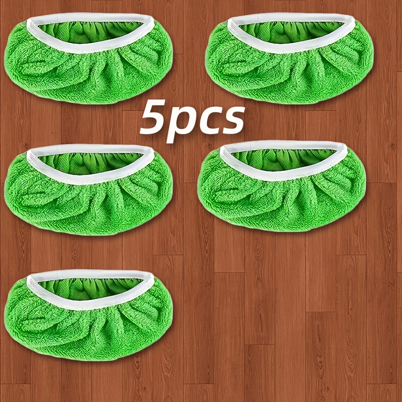 TEMU 5pcs Reusable Mop Pads - Washable, Durable Cleaning Cloths For Wet And Dry Use, Easy-clean Dusting Heads, Flat Mop Attachments, Green, Floor