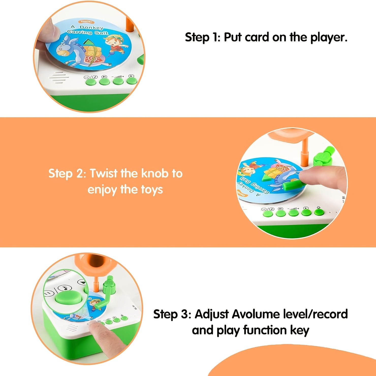 Phonograph Multifunctional Music Player with 96 Learning Cards