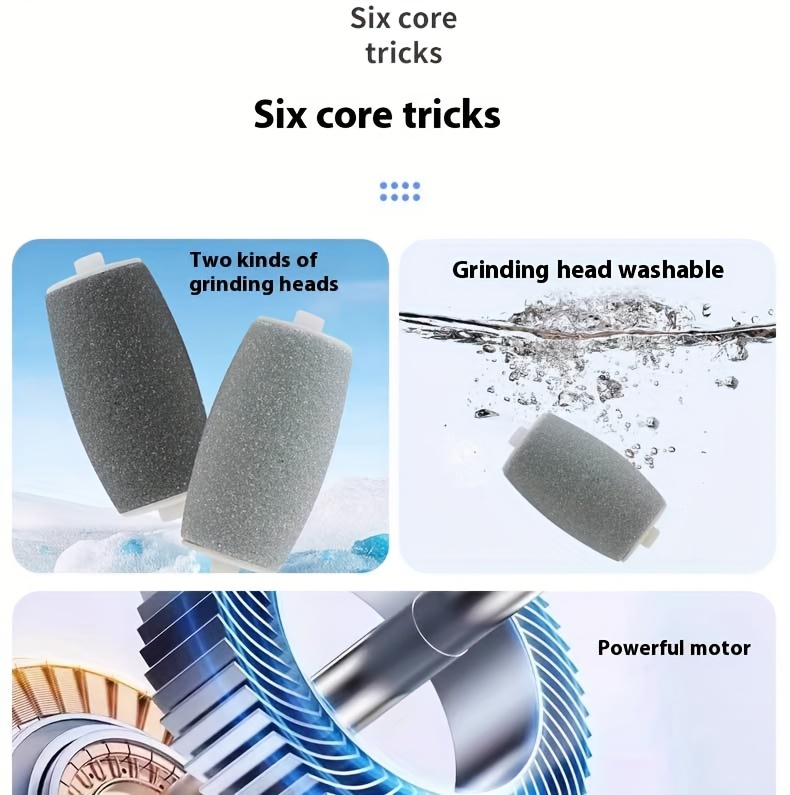 2025 new rechargeable electric grinder three replaceable grinding heads thick grinding head for thick polishing portable and usb charging light beige care for cracked and dry light beige for halloween christmas valentine Product details 0