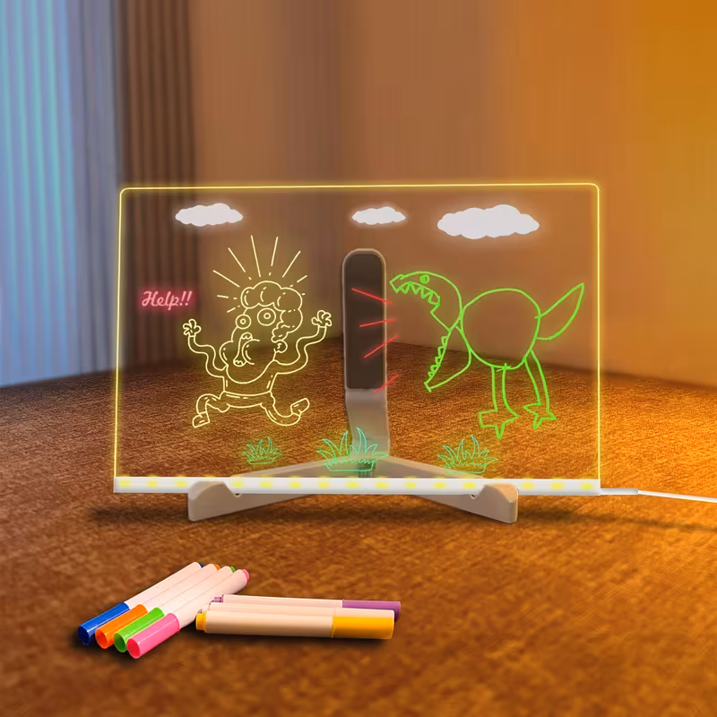 pizarra acrílica luminosa led de 11.8x7.9 con 7 y soporte plegable - luz nocturna solar, superficie reutilizable para en casa, , menú de tienda - idea de regalo de navidad, suministros de , decoración de , decoración , organizador, , tablero, calendario 2