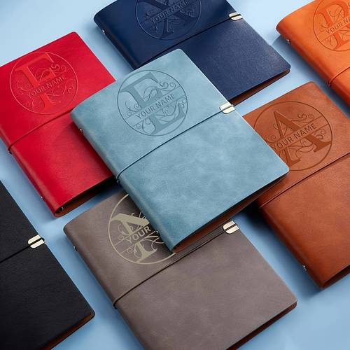 personalized name engraving a5 binder notebook refillable diary time management notepad imitation leather binding ceremony booklet ideal gift for friends teachers colleagues graduation