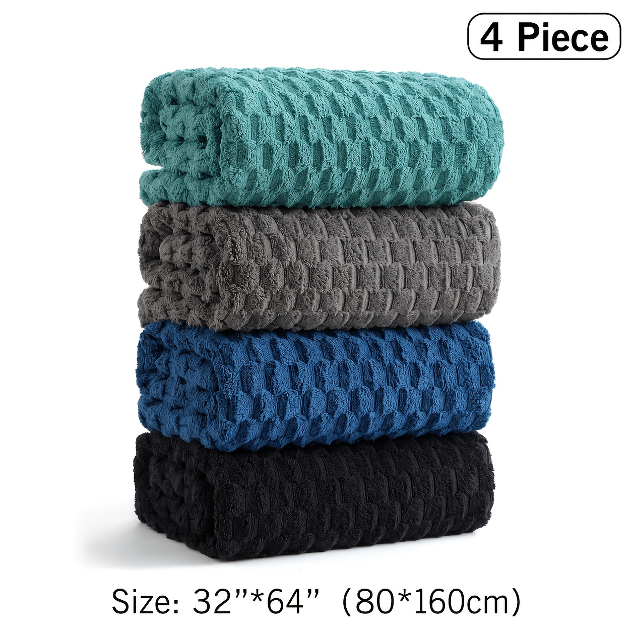 TEMU 4pcs Oversized Bath Towel Set 32"x64" Extra Large Microfiber Towels Ultra Drying Multi Color Combo Beige White Light Blue Dark Gray And Random