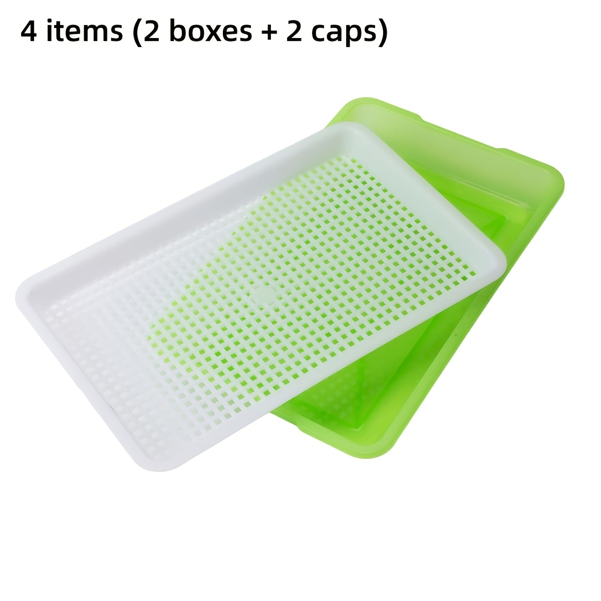 E-shop 4-teiliges Set (2 Boxen + 2 Deckel) Doppellagige Hydroponik-Saatgut-Pflanzschale | Hydroponisches Bodenloses Pflanzsystem, mit Drainagelöchern,