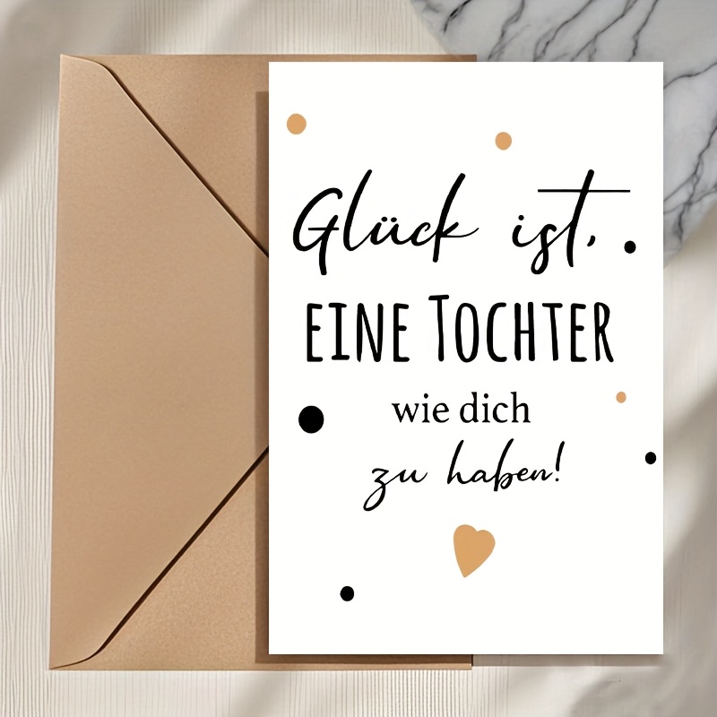 1pc German-inspired Birthday Card With Golden & Black Heart Accents - Keepsake For Birthdays, Graduations & Special Moments | Card For Daughters, Daughter Gifts
