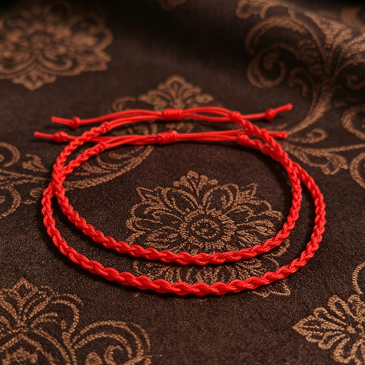 Image of 2pcs Four-strand Rope Stretch Bracelets - Chinese Style Rope Suitable For, Ethnic Minimalist Gift For Lunar New Year, Valentine' Day, Daily Wear, (no Plating)