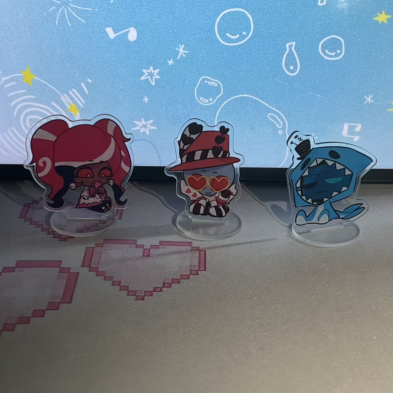 TEMU 2d Flat - 2d Flat 3pcs Set, New Exquisite Acrylic Stand, Collecting, Exquisite Bag And Key Pendant, Christmas, Christmas Eve, Halloween,