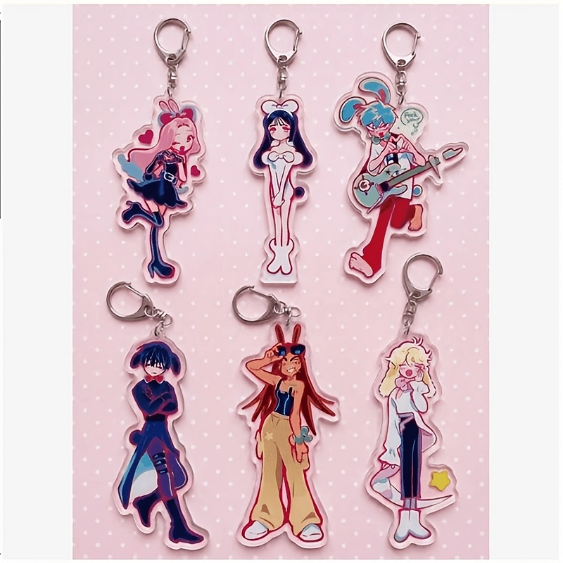 TEMU 6pcs Set Of Colorful Anime Rabbit Ear Character Keychains, Decorating Your Concert Bags, Tour Merchandise, Concert Essentials, Tour Necessities,